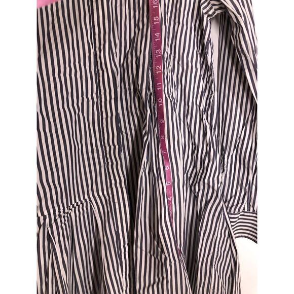 Equipment Dress Striped Pleated Long Sleeve Collared Shirtdress Mini Blue Large - Picture 8 of 13